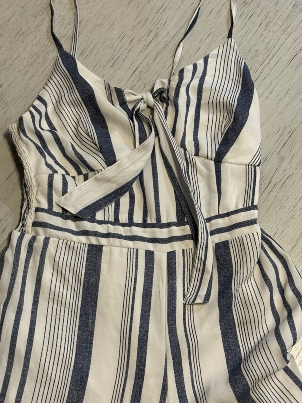 Striped Navy and White Tie-Front jumper